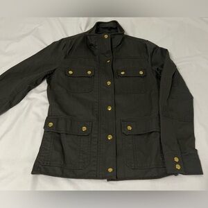 J.Crew Boyfriend Field Jacket Black Utility Safari Military snap button Classic